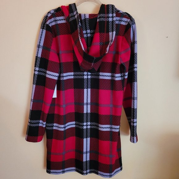 Seven Forty Two NWT Red Plaid Open Front Coat Size XS - Picture 2 of 5